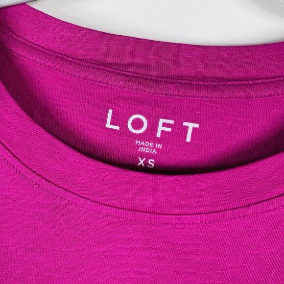 Ann Taylor LOFT Size XS Textured Balloon Sleeve Top Pink 100% Cotton - Picture 5 of 6